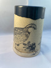 Load image into Gallery viewer, Bobwhite, Strawberry, and Feathers ArtPrize Mug - black