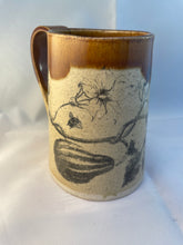 Load image into Gallery viewer, Squash, Butterfly, and Bumblebee ArtPrize Mug - floating orange