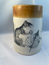 Load image into Gallery viewer, Squirrel, Leaf, and Paw Print ArtPrize Mug - amber
